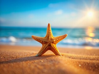 Minimalist Starfish on Smooth Sand: A Simple Tilt-Shift Beach Scene