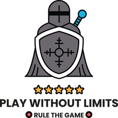 A knight is depicted on a shield with a cross on it