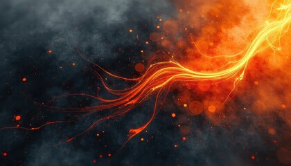 Engaging Animated Image: Captivating Fire and Smoke Scene. A fiery abstract background with swirling  and black colors.
