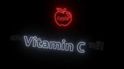 Bright neon apple graphic with vitamin C text on black background - Powered by Adobe