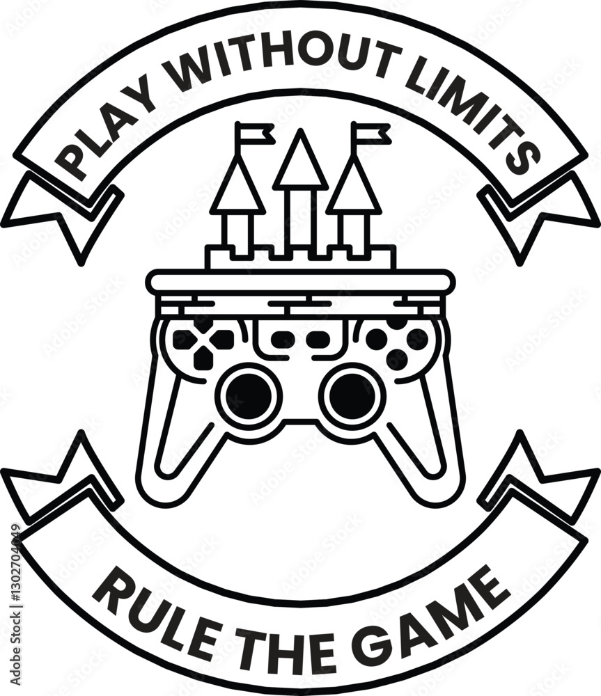 Aufkleber a black and white image of a video game controller with the words 