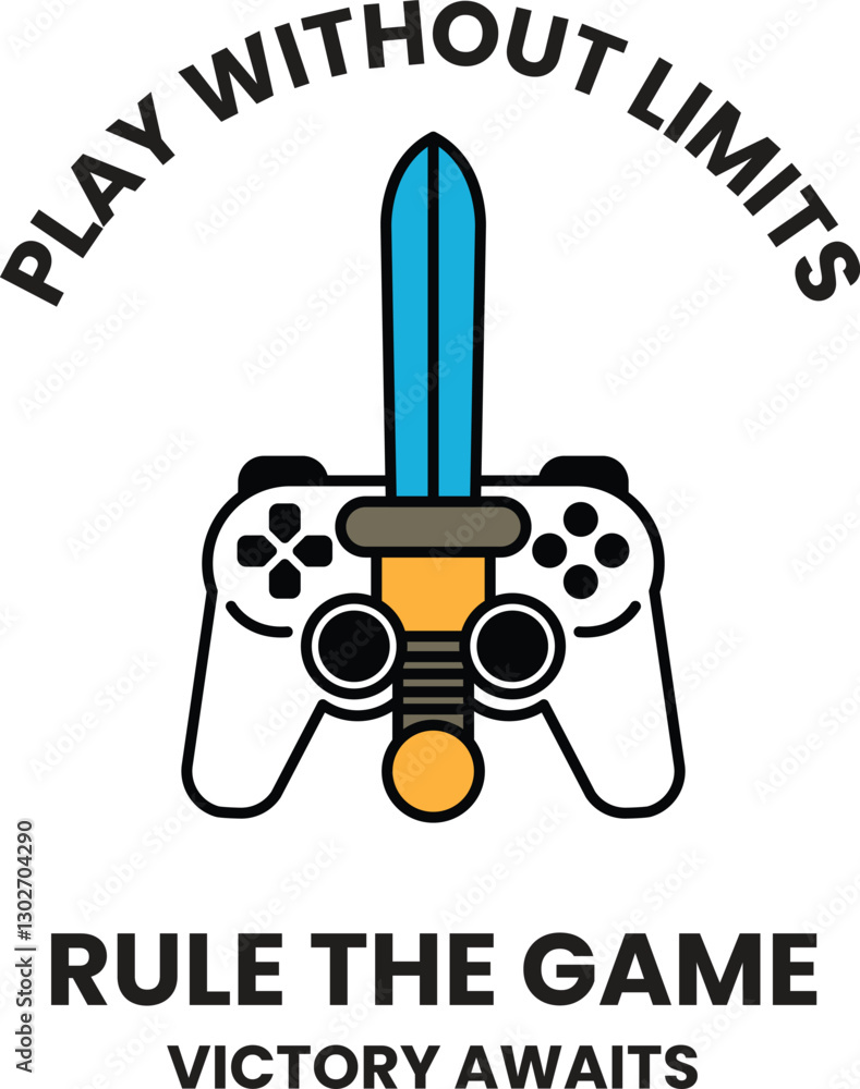 Poster a video game controller with a sword on it