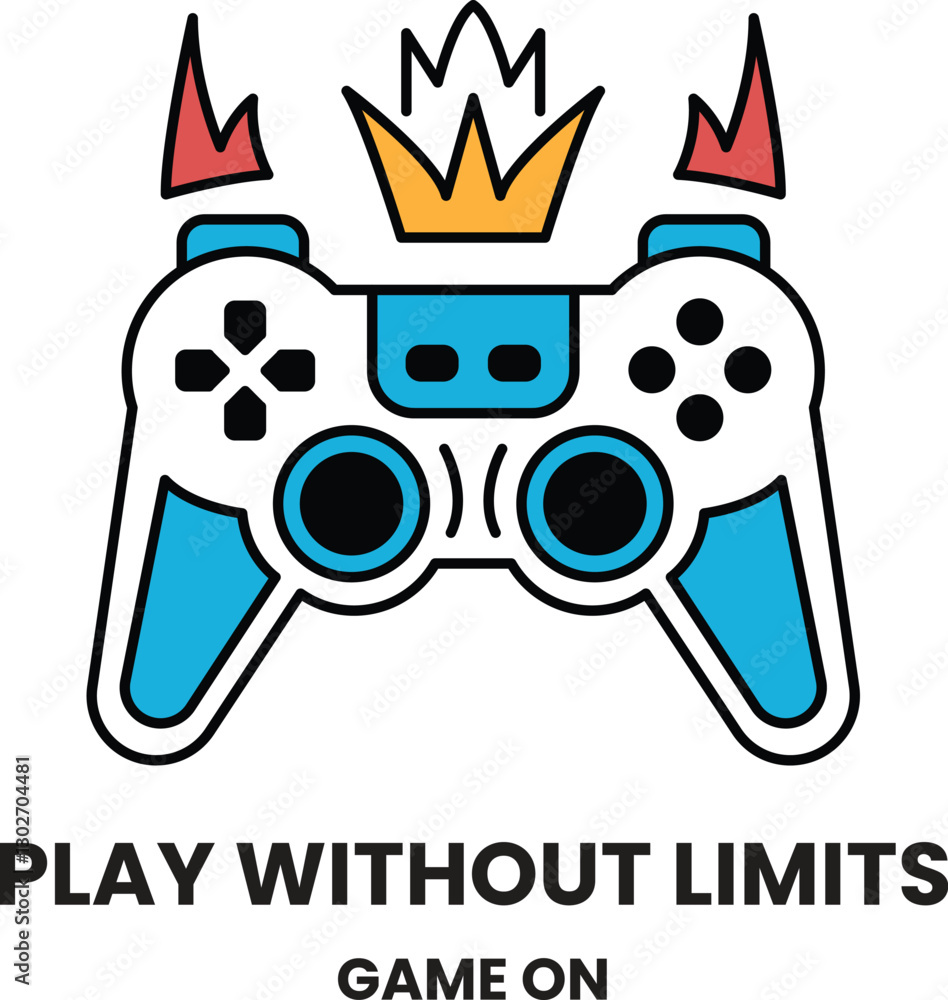 Poster a game controller with a fire symbol on it