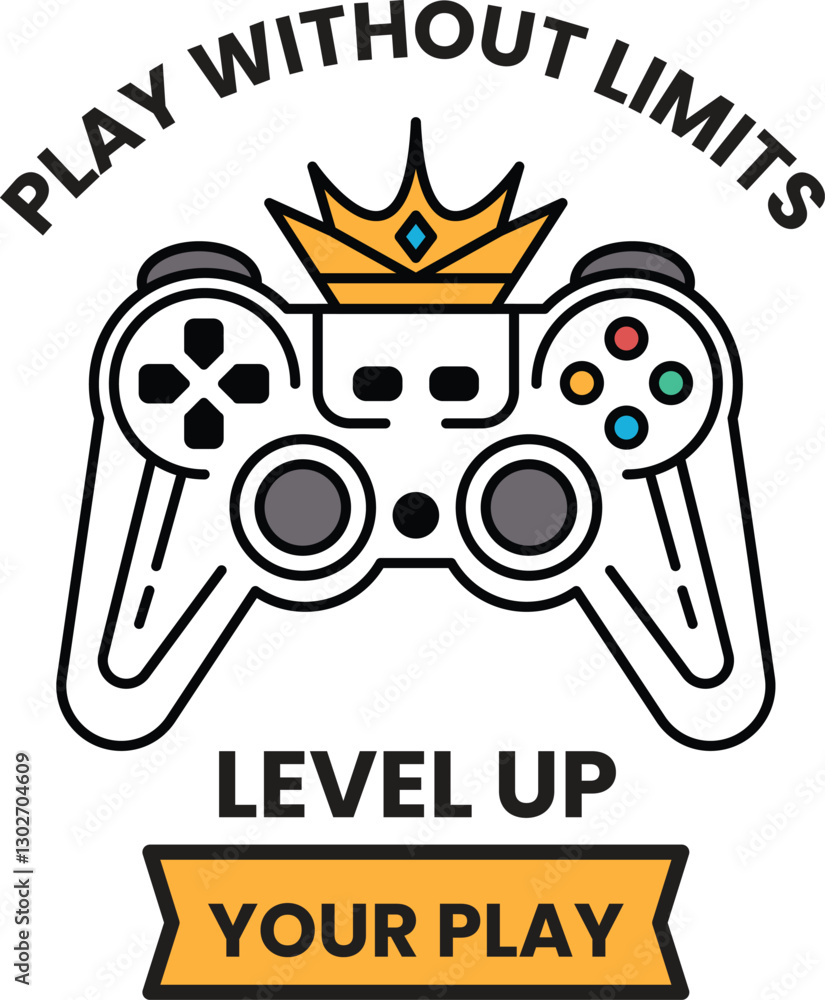 Poster a white controller with a crown on it that says 