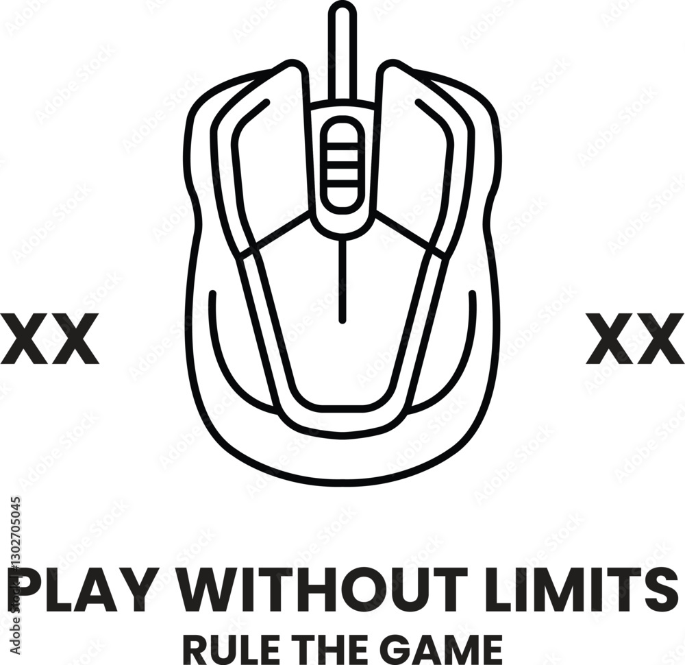Poster a mouse with a black and white background with the words play without limits