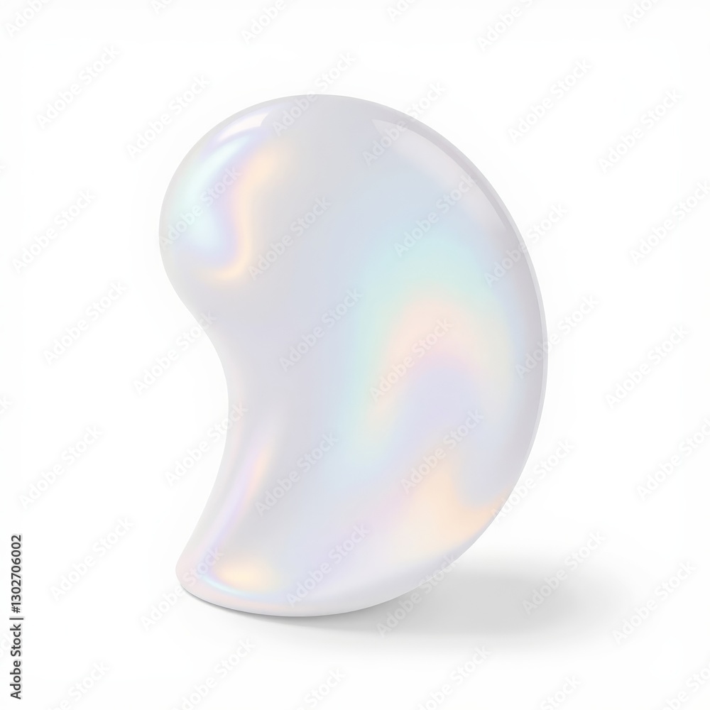 Poster abstract iridescent object on white background