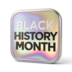 Black History Month sign with colorful holographic background