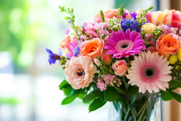 Vibrant Floral Bouquet – Colorful Flowers in a Glass Vase