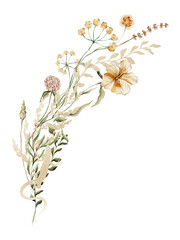 Watercolor hand drawing floral bouquet for wedding decoration