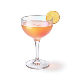 Cocktail glass with lemon slice and pink drink