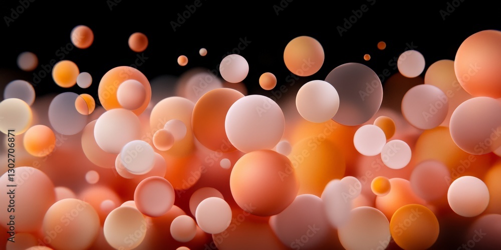 Poster dynamic 3d molecular particle collision in vibrant orange and white abstract space symbolizing futur