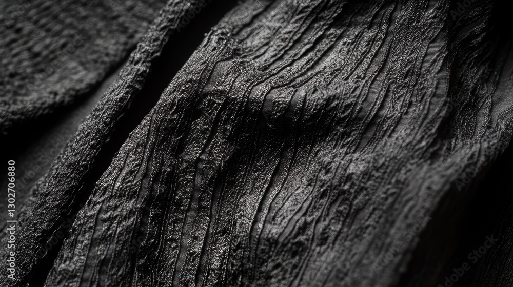 Poster textured black surface with deep grooves and intricate patterns