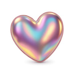 Iridescent heart shape on white background