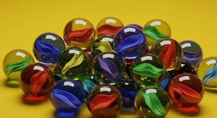 Obraz premium Striking vibrant glass marbles with mesmerizing swirling patterns in various colors