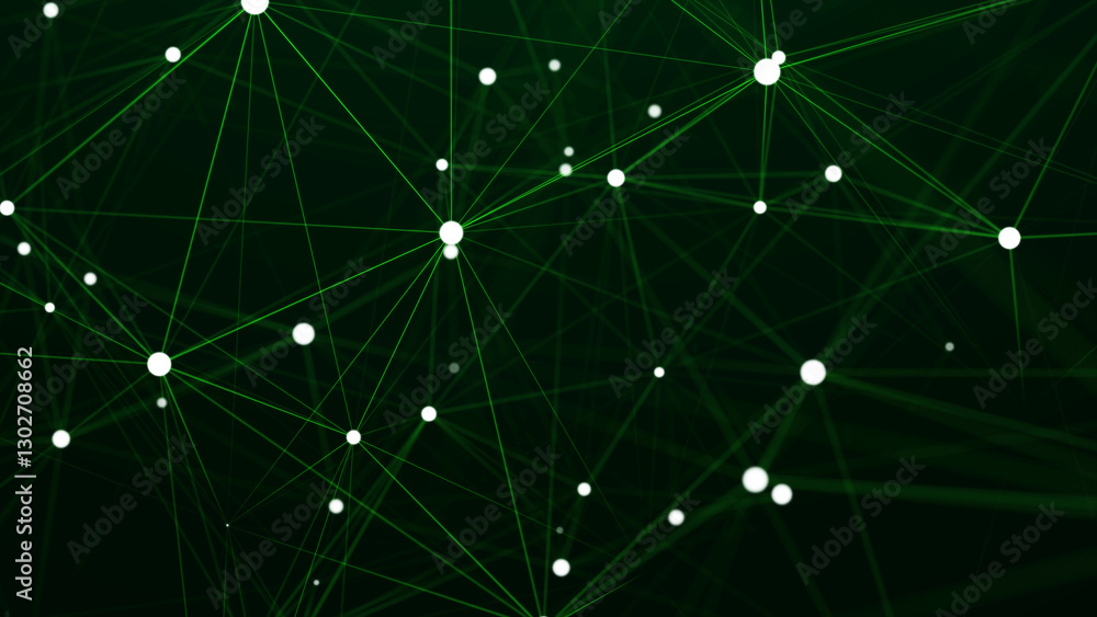 Poster Business futuristic backdrop. Network connection structure cyberspace with moving particles. Abstract cyber security background. 3D rendering.