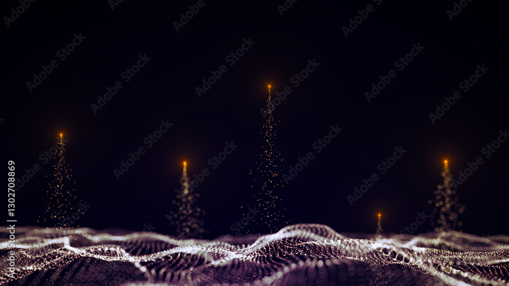 Poster digital technology wave. dark cyberspace with motion dots and lines. futuristic digital background. 