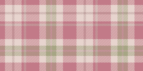Seamless plaid pattern in muted beige, light pink, and olive green, with a traditional tartan look.