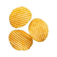 Potato chips isolated on transparent background Generative Ai