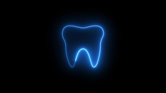 abstract neon glowing teeth icon animation.