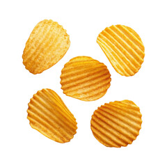 Potato chips isolated on transparent background Generative Ai