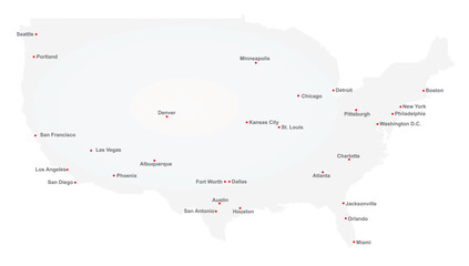 USA biggest cities on map. vector
