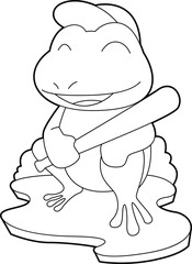 Frog Baseball Baseball bat Animal Vector Graphic Art Illustration