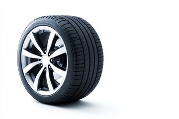 Obraz premium High-performance tire showcasing intricate tread design and alloy rim suitable for sports cars and racing applications