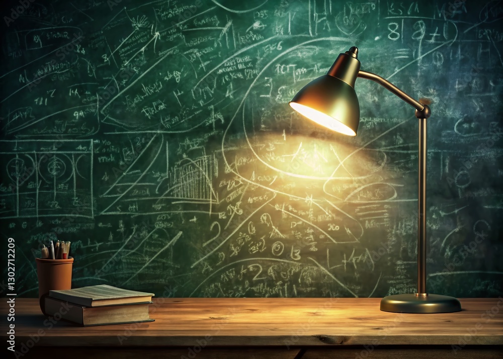 Poster mysterious math equation in low light, dark enigma, conceptual number problem