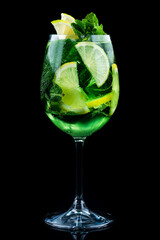 mojito classic cocktail in a wine glass