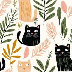 seamless pattern Retro summer ikat animal tropical.
