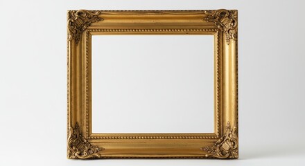Ornate gilded picture frame with classic design and empty space for artwork