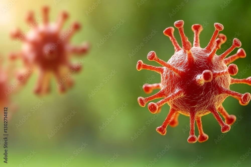 Aufkleber 3d illustration of virus particles in microscopic view showcasing pathogen structure and biological 
