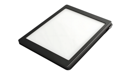 Modern black e reader with blank screen.
