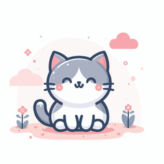 animal, cat, cute, pet, feline, domestic, kitty, background, happy, isolated, adorable, design, kitten, funny, white, fur, illustration, vector, black, mammal, looking, portrait, face, icon, beautiful