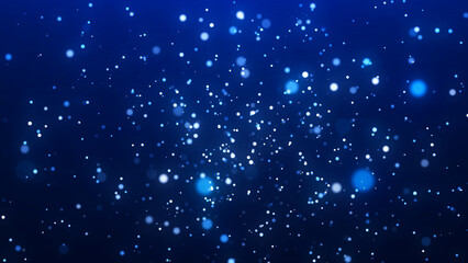 Dust particles with bokeh effect on dark background. Abstract magic background. Starry sky. 3d rendering.