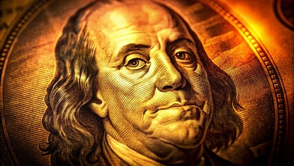 Night Photography: Close-up Detail of US Dollar Bill, Illuminated by Soft Light