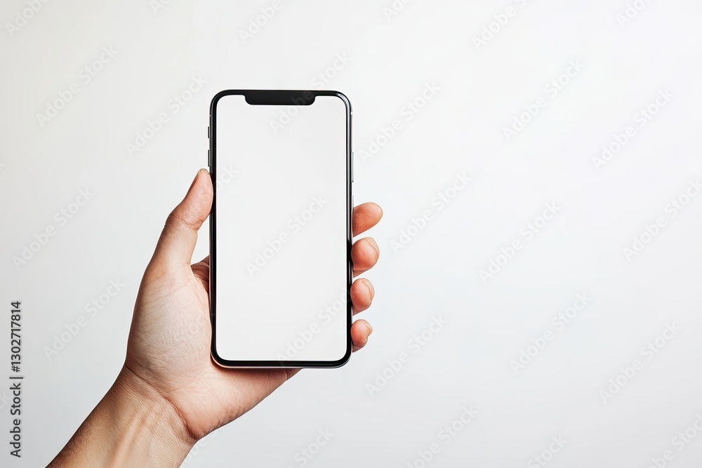 Poster clear pixel picture of smartphone in one hand isolated on white background with clipping path