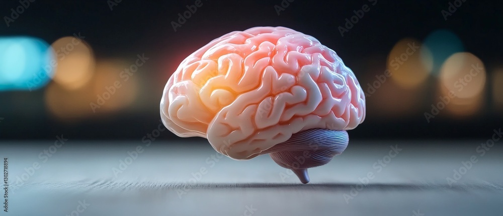 Poster 3d rendered human brain model glowing with neural activity against futuristic background symbolizing