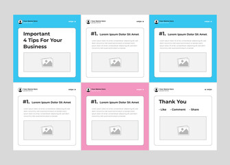 Microblog carousel slides template for social media. Tips sharing instagram carousel template or Linkedin carousel banner post