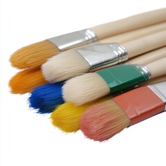 Fototapeta premium Colorful Paintbrushes Close Up on White Background