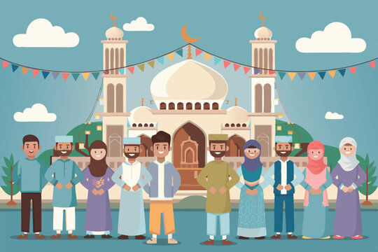 eid mubark festival vector illustration | EPS | Vector.