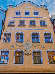 facade of an old building, Bruneck/Brunico, South Tyrol, Italy, Europe, December 2024