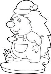 Hedgehog Christmas Mechanic Animal Vector Graphic Art Illustration