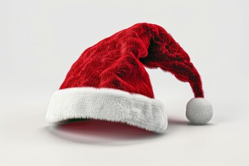 Red santa hat on white background. Neural network AI generated