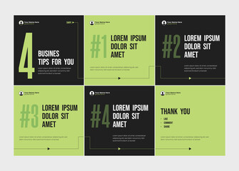 Microblog carousel slides template for social media. Tips sharing instagram carousel template or Linkedin carousel banner post © Tarek Digital