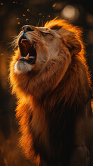 Naklejka premium portrait of a lion. lion. lion roars