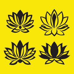 Collection of ornamental flowers in geometric style