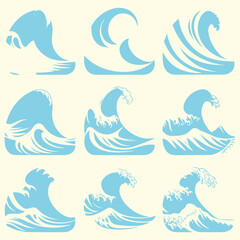 Obraz premium Seaside Serenade Coastal Wave Vector Set for Creative Works