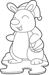Rabbit Christmas Basketball Animal Vector Graphic Art Illustration