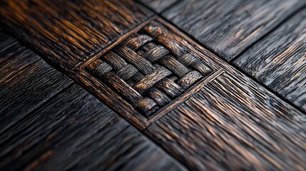 Fototapeta premium Dark Wood Weave Detail Closeup